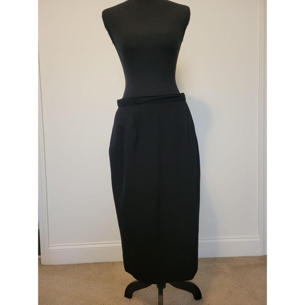 Austin Reed Black Midi Vintage Academia Pencil 100% Worsted Wool Skirt Size 12